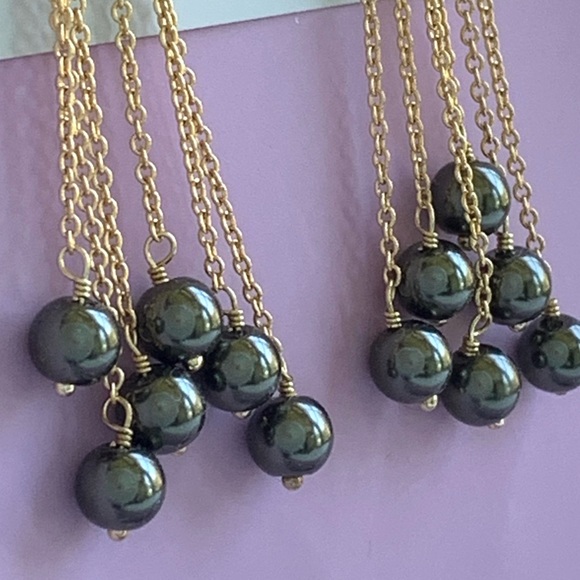 ALEXIS BITTAR NEW Miss Havisham Elegant Elements Gold Chain Pearl Drop Earrings - Picture 11 of 14